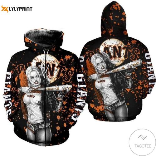 MLB San Francisco Giants Harley Quinn Zip Up Hoodie: Stylish AOP Shirt