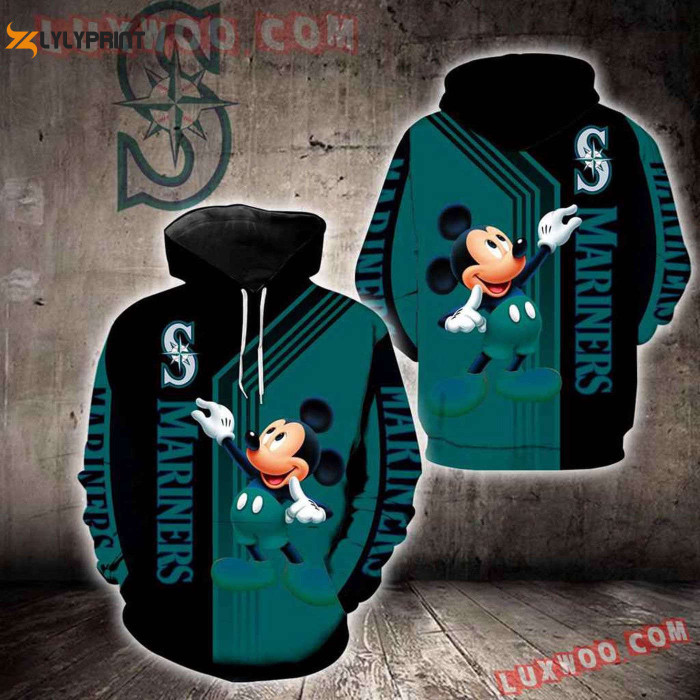 MLB Seattle Mariners Mickey Mouse Hoodie – Stylish AOP Pullover Shirt MLB Seattle Mariners Mickey Mouse Hoodie – Stylish AOP Pullover Shirt
