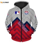 MLB Texas Rangers O Neck Zip Up Hoodie – Stylish AOP Shirt