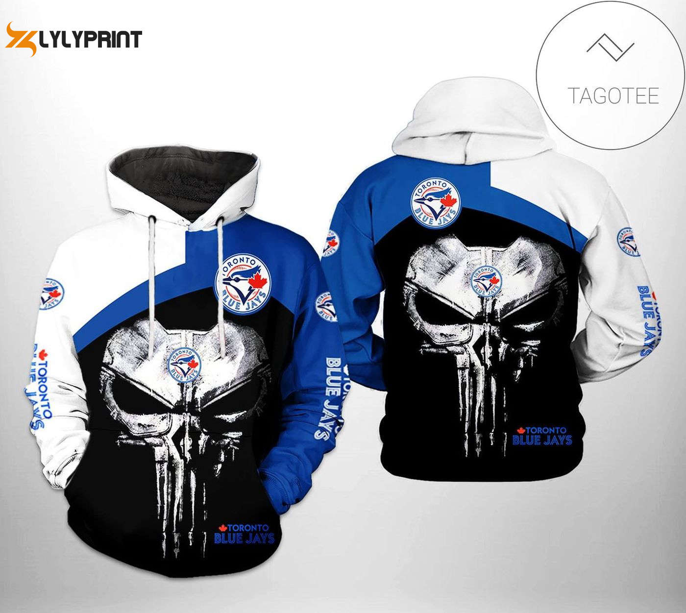 MLB Toronto Blue Jays Punisher Skull Hoodie: Stylish AOP Shirt for Fans MLB Toronto Blue Jays Punisher Skull Hoodie: Stylish AOP Shirt for Fans