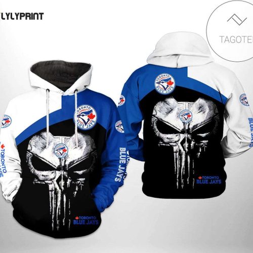 MLB Toronto Blue Jays Punisher Skull Hoodie – Stylish AOP Shirt
