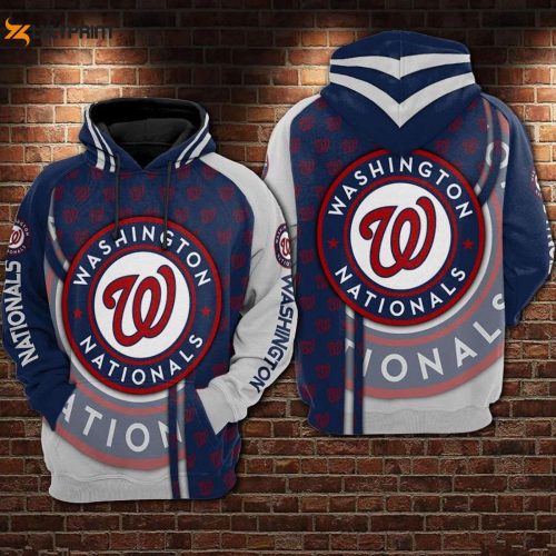 MLB Washington Nationals Navy Split Pullover Hoodie AOP Shirt – Stylish & Cozy Fan Gear