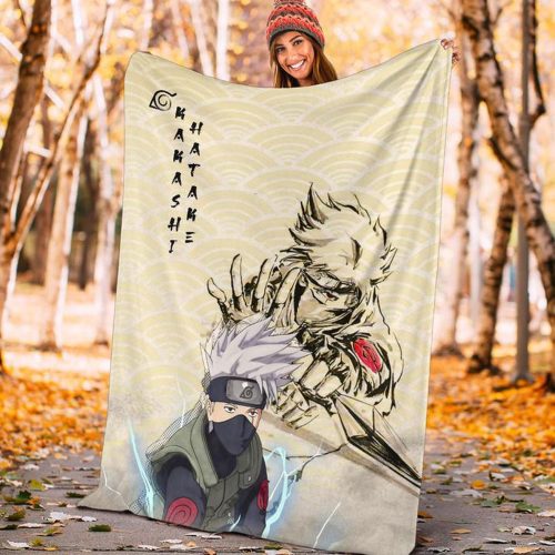 Naruto Chidori Power Black Painting Artwork Sherpa Fleece Quilt Blanket – Engaging Kakasi Hatake Design