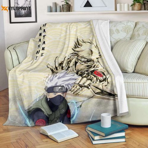 Naruto Chidori Power Black Painting Artwork Sherpa Fleece Quilt Blanket – Engaging Kakasi Hatake Design