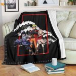 Naruto Team 7 Sherpa Fleece Quilt Blanket – Naruto Sasuke & Sakura Fighting