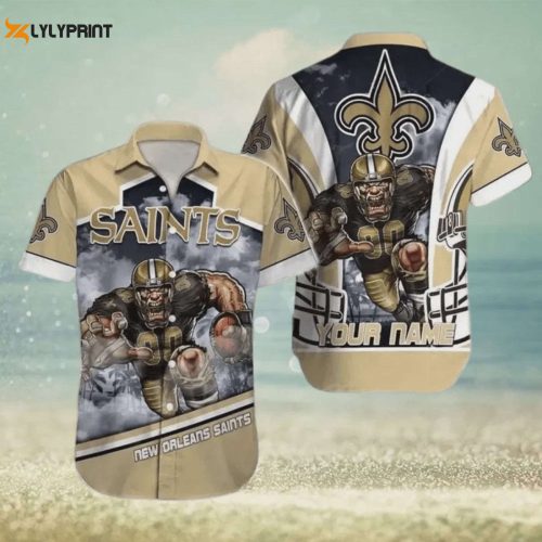 Show Your Saints Pride with Custom Name Print Hawaiian Shirt V1 – New Orleans Football Gear