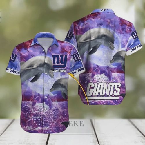 Custom New York Giants Dolphin Hawaiian Shirt – Personalize Your Game Day Style!