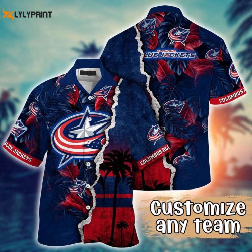 NHL Columbus Blue Jackets Custom Palm Tree Hawaii Shirt – Summer Football Shirts