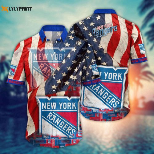 NY Rangers American Flag Hawaiian Shirt - Perfect for Summer Football