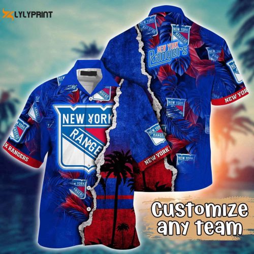 Custom NHL New York Rangers Palm Tree Hawaii Shirt - Perfect Summer Football Shirts