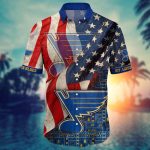 St Louis Blues Hawaiian Shirt: Show Your NHL Team Pride with this American Flag Summer Football Shirt