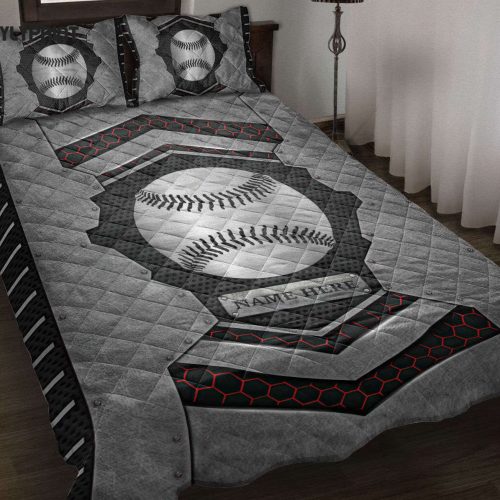 Custom Name Baseball Quilt Set: Personalized Bedding with Pillowcases – Sports Gifts