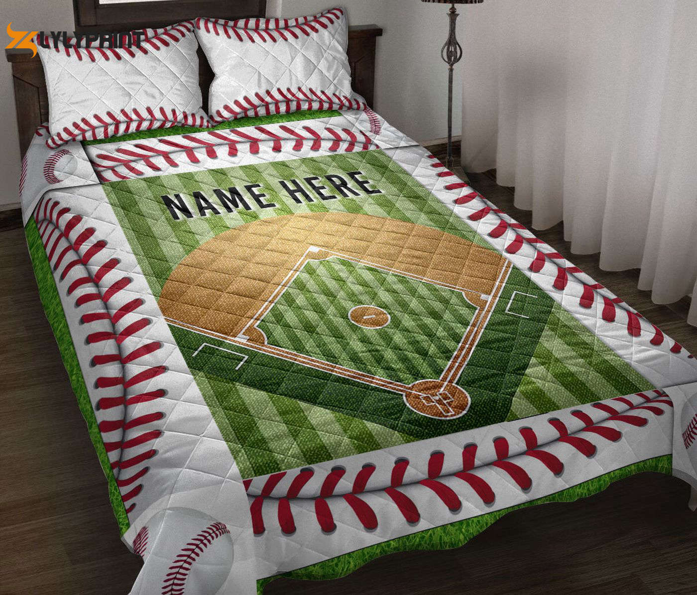 Custom Name Baseball Quilt Set: Personalized Field Ball Blanket with Pillowcases – Perfect Sports Gift Custom Name Baseball Quilt Set: Personalized Field Ball Blanket with Pillowcases – Perfect Sports Gift