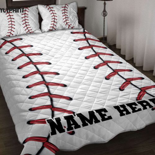 Custom Name Baseball Quilt Set: Personalized Bedding with Pillowcases – Perfect Sports Gift