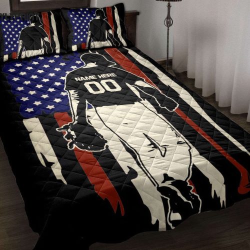 Custom Baseball Quilt Set: Personalized USA Flag Player Blanket with Pillowcases – Sports Gifts