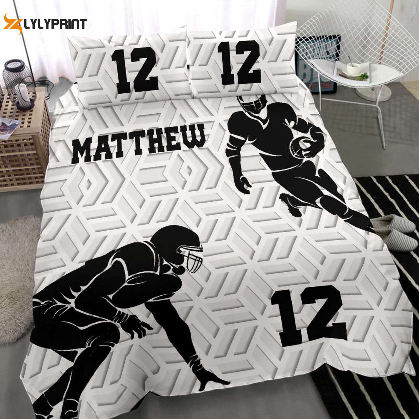 Custom Name & Number Football Duvet Set – Personalized 3D Player Gift America Boy Bedding Custom Name & Number Football Duvet Set – Personalized 3D Player Gift America Boy Bedding