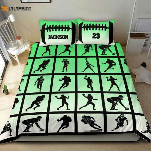 Customized Football Duvet Cover Set - Personalized America Football Bedding with Custom Name & Number