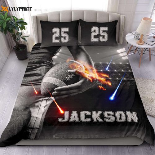 Custom Football Duvet Cover Set - Personalized America Showtime Player Bedding