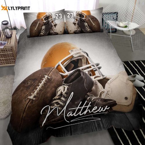 Vintage Player Personalized Football Duvet Cover Set – America Football Bedding