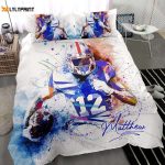 Custom Football Duvet Cover Set: Personalized Gift with Watercolor Player Design – America Football Bedding