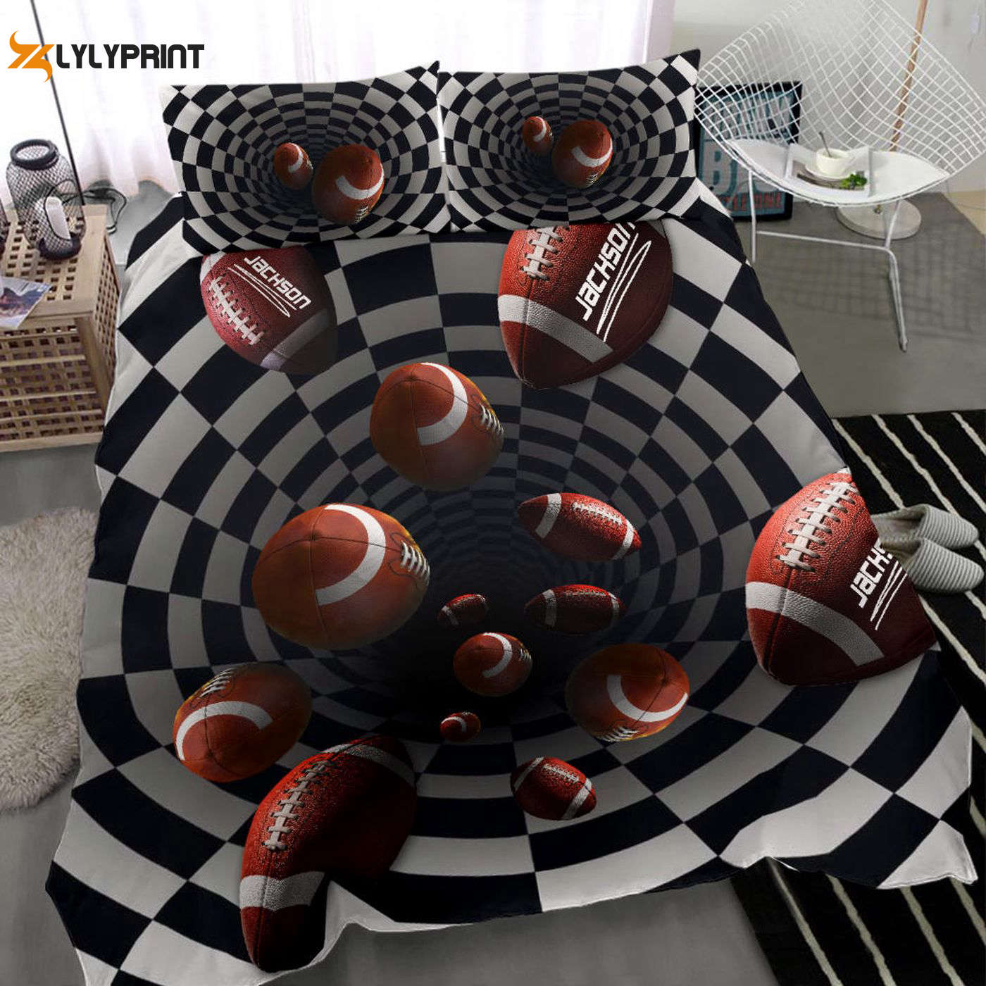 Custom Name Football Duvet Set – Personalized 3D Hole Player Bedding for Football Fans Custom Name Football Duvet Set – Personalized 3D Hole Player Bedding for Football Fans