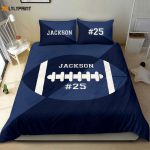 Custom Football Duvet Set: Personalized Name & Number Bedding in Blue – Simple Player Design