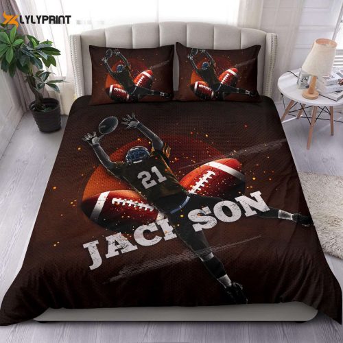 Custom Football Duvet Set: Personalized Name Number Bedding