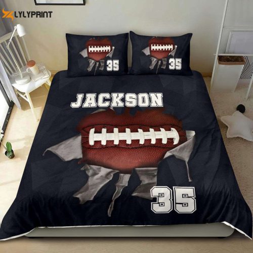 Customized Football Duvet Set Personalized Bedding with Player & Name Football Ball Design