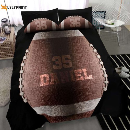 Custom Football Duvet Set: Personalized 3D Player Bedding with Name & Number