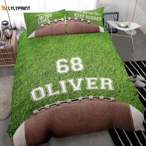 Custom Football Duvet Set – Personalize Your Bedroom with Football Ball Green Field Player Bedding