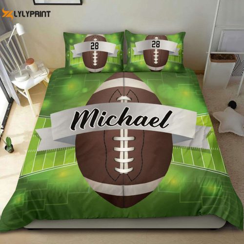 Customized Football Duvet Cover Set – Personalized Name & Number Bedding