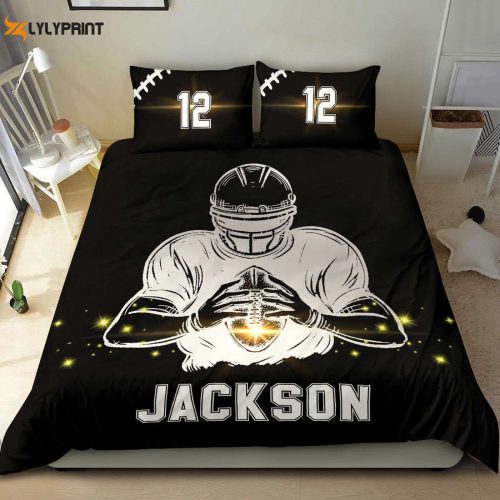 Custom Football Duvet Set: Personalized Bedding with Name & Number – Perfect Gift for Football Boys