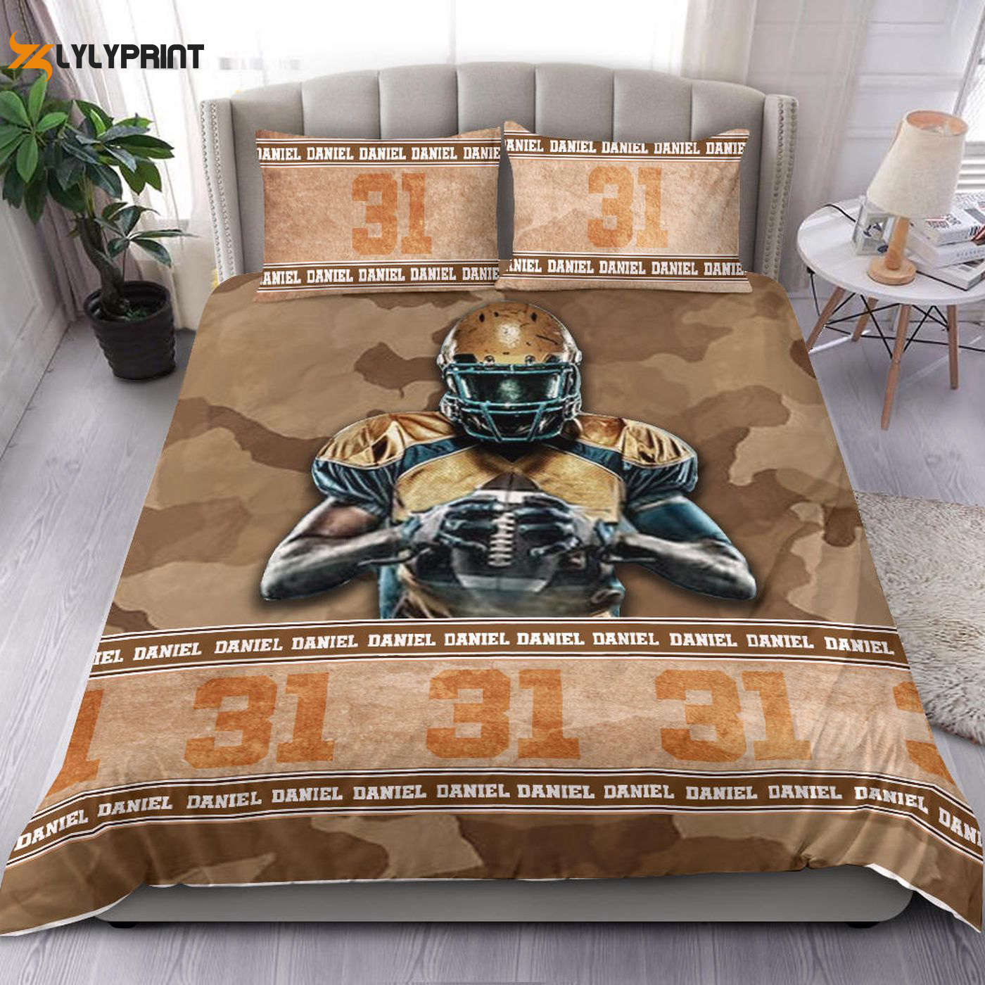 Custom Football Duvet Set – Personalized Brown Camo Player Bedding Custom Football Duvet Set – Personalized Brown Camo Player Bedding