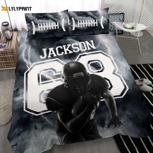 Custom Football Duvet Cover Set – Personalized Boy Player Bedding