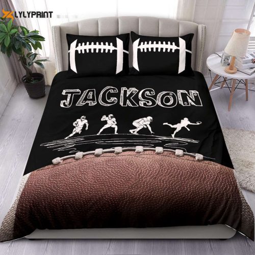 Custom Football Duvet Cover Set: Personalized Name & Number Bedding
