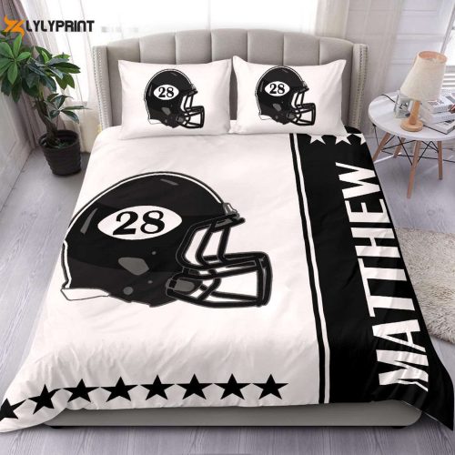 Custom Football Duvet Cover Set Personalized Bedding with Player Name & Number