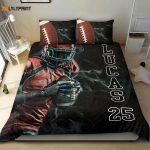 Custom Football Duvet Cover Set: Personalized Bedding for Man Boy Smoke Player – Custom Name & Number Option