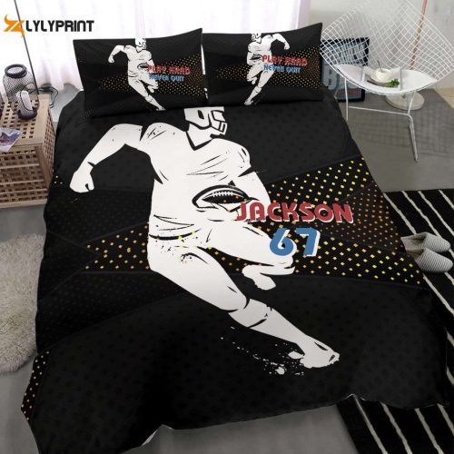 Custom Football Duvet Cover Set – Personalized Name & Number Bedding