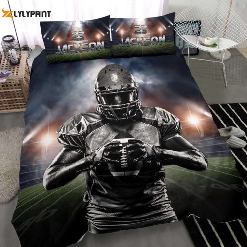 Customized Football Duvet Set – Personalized Player Bedding with 3D Print & Name Number Customization