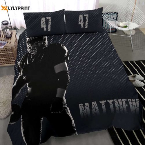 Custom Football Duvet Set – Unique Black Bedding with Personalized Player Name & Number