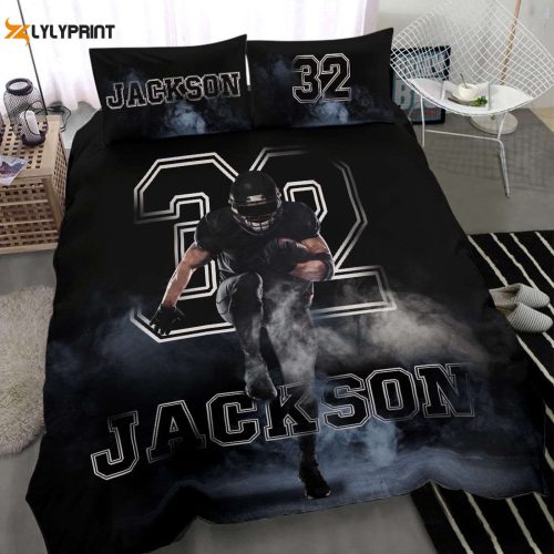 Custom Football Duvet Set: Personalized Bedding with Player Design Name & Number