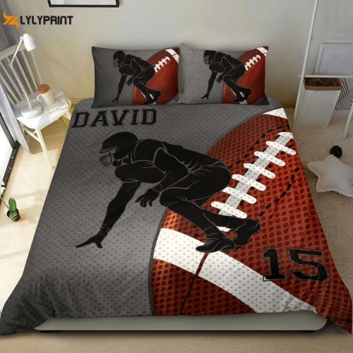 Custom Football Duvet Cover Set – Personalized Name & Number Bedding