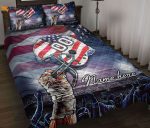 Custom Football Quilt Set: American Flag Player Helmet Design with Pillowcases & Bedding