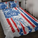 Custom Football Quilt Set: American Flag Player Helmet Design with Pillowcases & Bedding