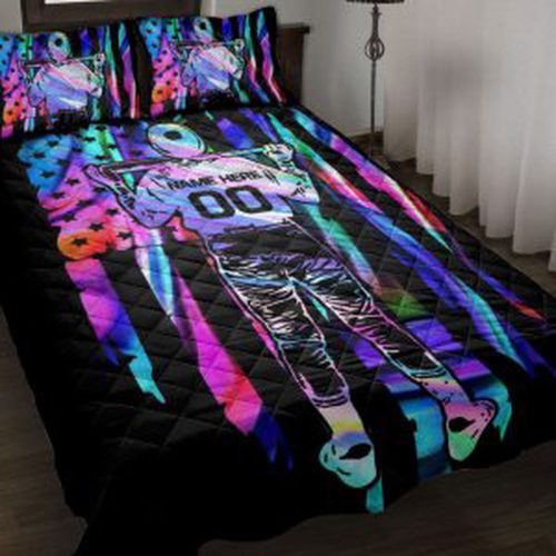 Custom Name Personalized Football Quilt Set: American Torn Effect Blanket with Pillowcases – Shop Now!