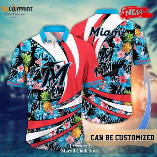 Custom Miami Marlins MLB Flower Pineapple Hawaiian Shirt - Perfect Baseball Gift for Sports Fans!
