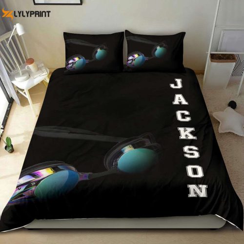 Custom Personalized Swimming Duvet Cover Set – Sporty Water Swimmer Bedding